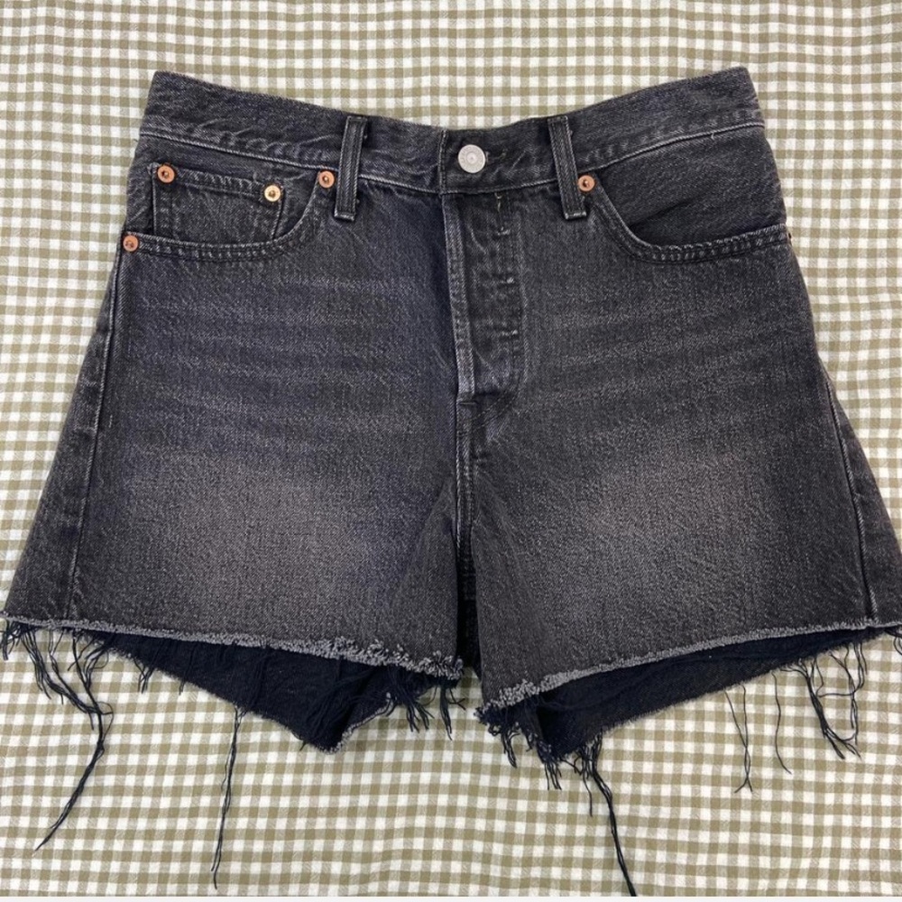 Levi's black denim “wedgie” cut-off shorts